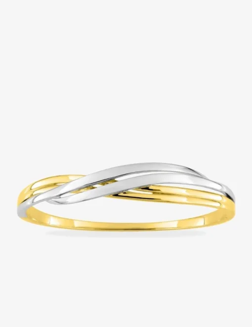 Jonc ouvrant plaqué or et rhodium lignes croisées et ajourées SO OR