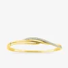 Jonc ouvrant plaqué or, oxyde de zirconium et rhodium aux courbes fantaisies SO OR