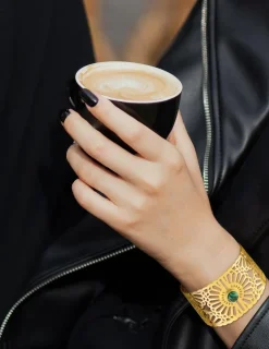 Manchette acier doré et malachite SO OR