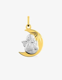 Médaille ange bicolore en or 375 ‰ SO OR