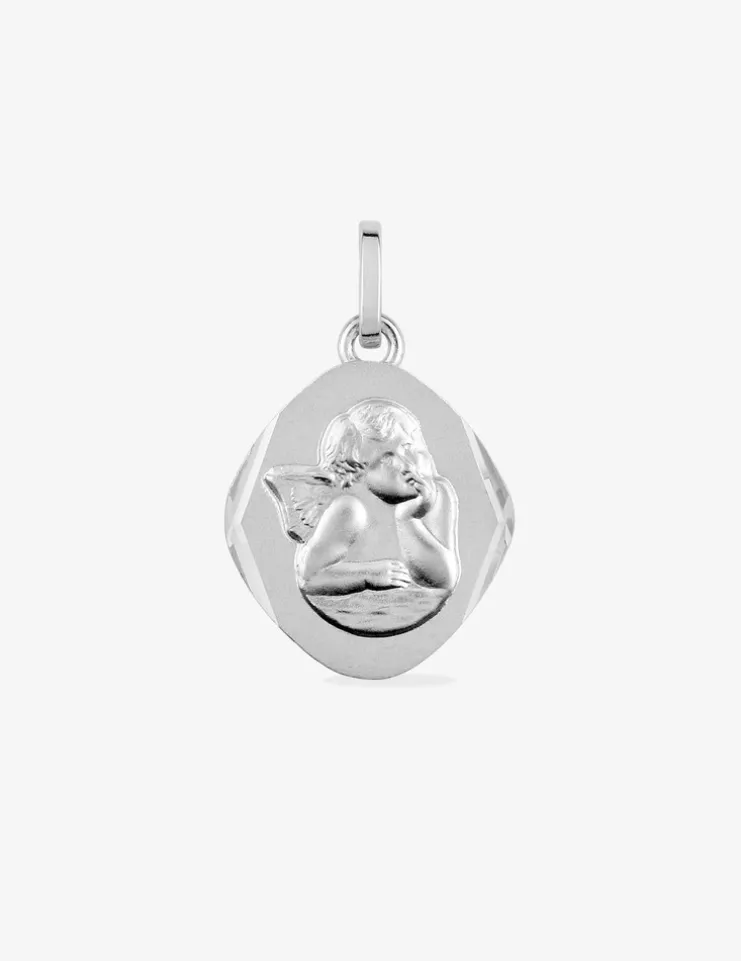 Médaille ange en or blanc 375 ‰ SO OR