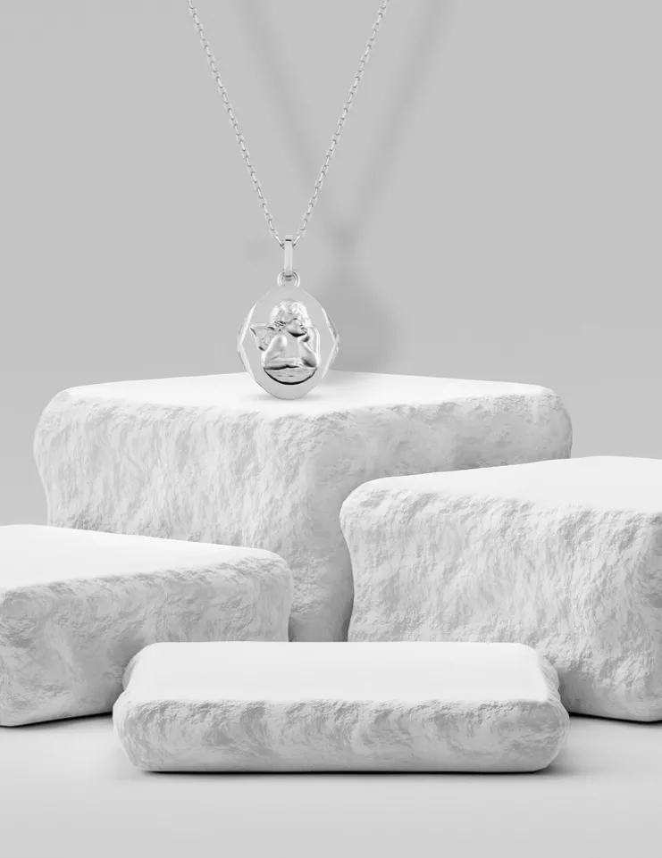 Médaille ange en or blanc 375 ‰ SO OR