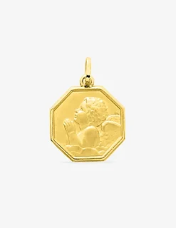 Médaille octogone ange or jaune 375‰ SO OR