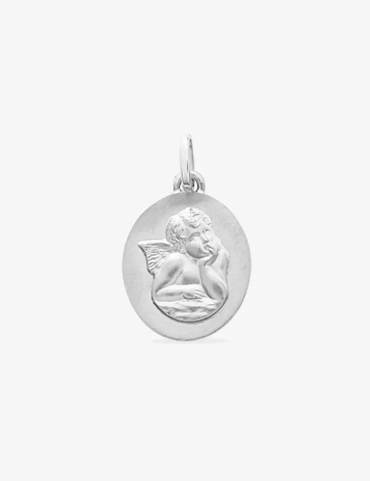 Médaille ovale ange or blanc 375‰ SO OR
