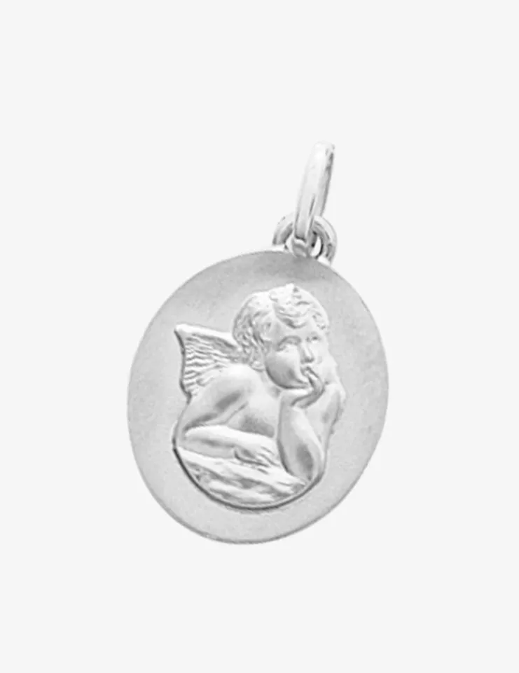 Médaille ovale ange or blanc 375‰ SO OR