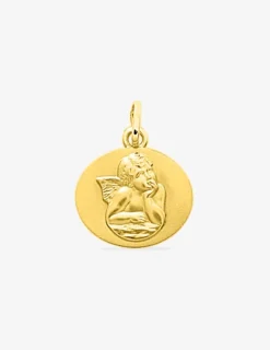 Médaille ovale ange or jaune 375‰ SO OR