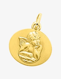 Médaille ovale ange or jaune 375‰ SO OR