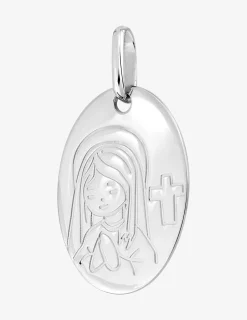 Médaille ovale dessin Vierge argent 925‰ rhodié SO OR