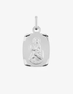 Médaille rectangle Saint Christophe or blanc 750‰ SO OR