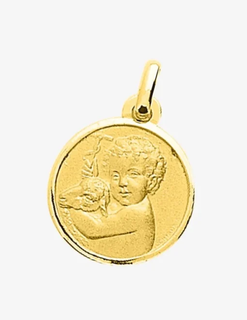 Médaille ronde ange or jaune 750‰ SO OR