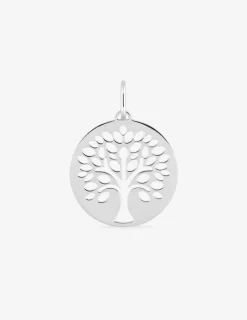 Pendentif 15 mm arbre de vie or blanc 375‰ SO OR