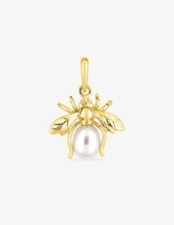 Pendentif abeille or jaune 375‰ et perle de culture d'eau douce 5 mm SO OR