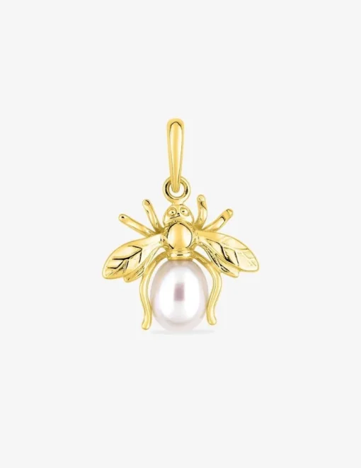 Pendentif abeille or jaune 375‰ et perle de culture d'eau douce 5 mm SO OR