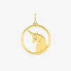 Pendentif anneau tête de licorne en plaqué or SO OR