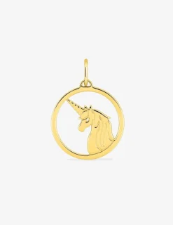 Pendentif anneau tête de licorne en plaqué or SO OR