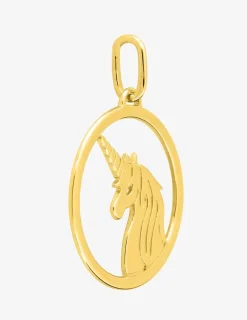 Pendentif anneau tête de licorne en plaqué or SO OR