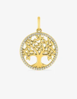 Pendentif arbre de vie en plaqué or, oxydes de zirconium SO OR