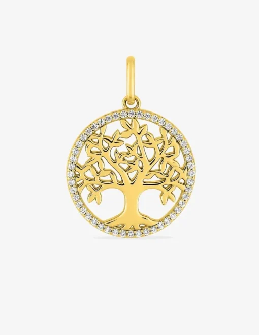 Pendentif arbre de vie en plaqué or, oxydes de zirconium SO OR