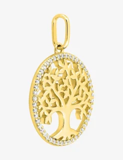 Pendentif arbre de vie en plaqué or, oxydes de zirconium SO OR