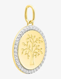 Pendentif arbre de vie or 375 ‰ jaune et rhodium, oxydes de zirconium SO OR