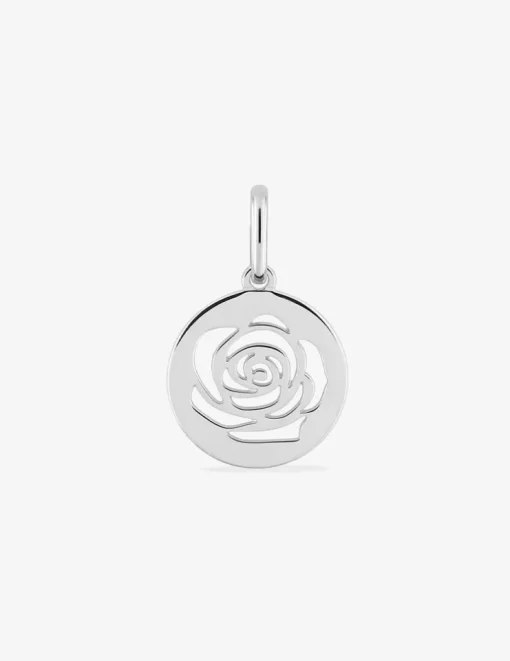 Pendentif argent 925 ‰ rhodié motif "rose" SO OR