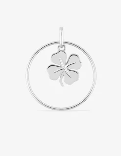 Pendentif argent 925 ‰ rhodié trèfle et cercle SO OR