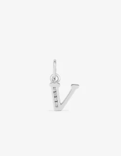 Pendentif argent 925 ‰ rhodié "V" avec oxydes de zirconium SO OR
