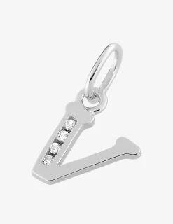 Pendentif argent 925 ‰ rhodié "V" avec oxydes de zirconium SO OR