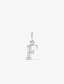 Pendentif argent 925 ‰ rhodié "F" avec oxydes de zirconium SO OR