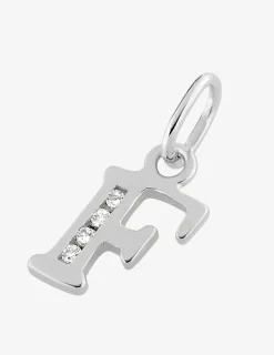 Pendentif argent 925 ‰ rhodié "F" avec oxydes de zirconium SO OR