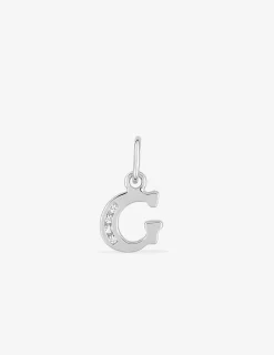 Pendentif argent 925 ‰ rhodié "G" avec oxydes de zirconium SO OR