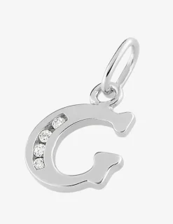 Pendentif argent 925 ‰ rhodié "G" avec oxydes de zirconium SO OR