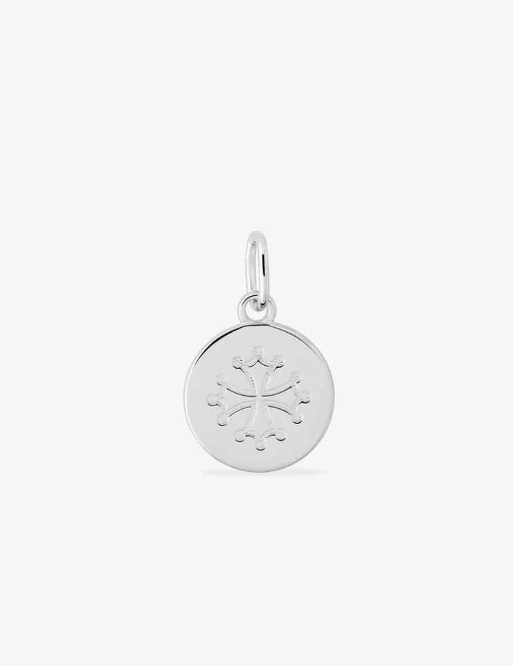 Pendentif argent 925‰ médaille motif régional gravé croix occitane SO OR