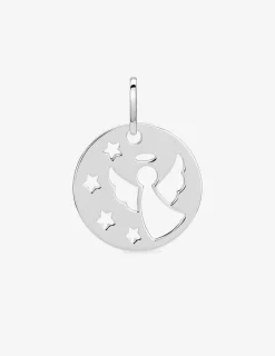Pendentif argent 925‰ style médaille avec découpes motif ange sur bélières SO OR