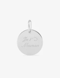 Pendentif argent rhodié 925 ‰ gravé "Je t'aime maman" SO OR