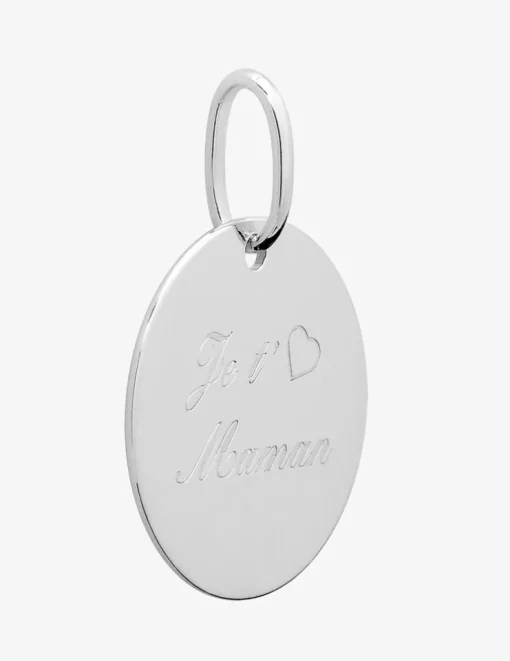 Pendentif argent rhodié 925 ‰ gravé "Je t'aime maman" SO OR