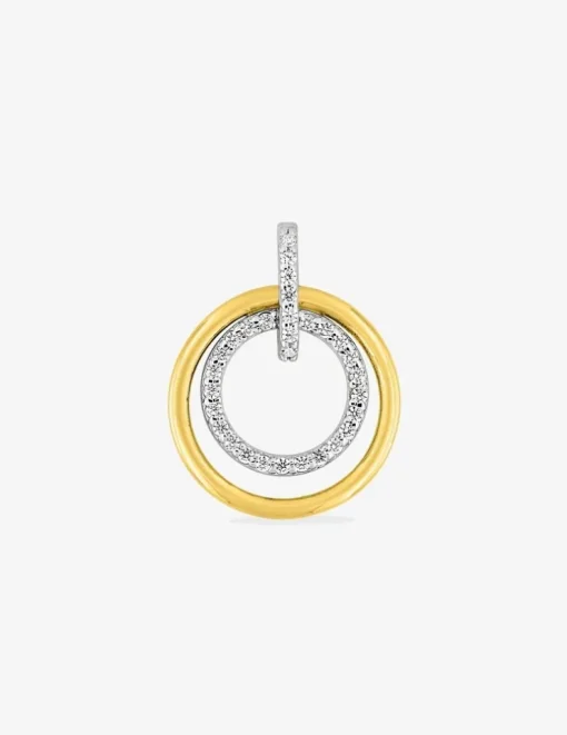 Pendentif cercle or jaune 375 ‰ et oxydes de zirconium avec rhodium SO OR