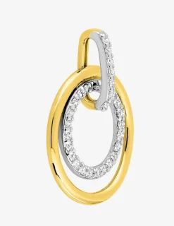Pendentif cercle or jaune 375 ‰ et oxydes de zirconium avec rhodium SO OR