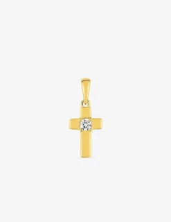Pendentif croix 10 x 6 mm or jaune 375‰ et oxyde de zirconium SO OR
