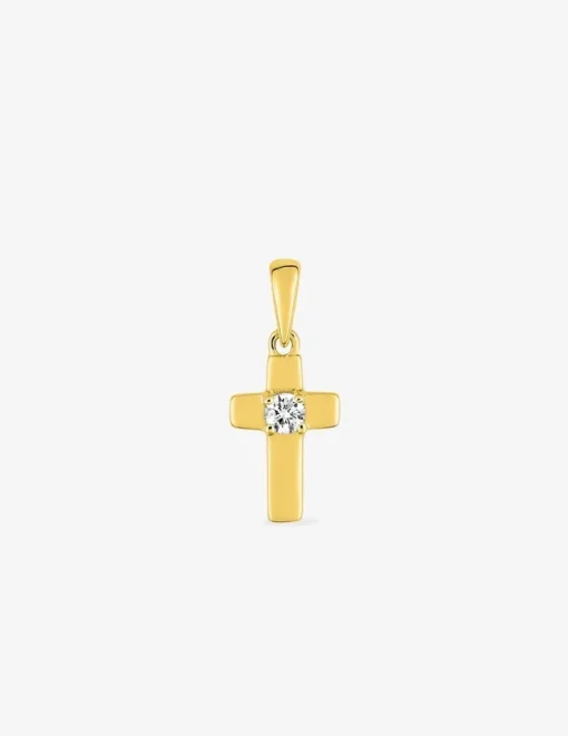 Pendentif croix 10 x 6 mm or jaune 375‰ et oxyde de zirconium SO OR