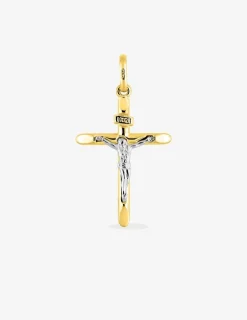 Pendentif croix bicolore en or 375 ‰ SO OR
