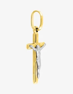 Pendentif croix bicolore en or 375 ‰ SO OR