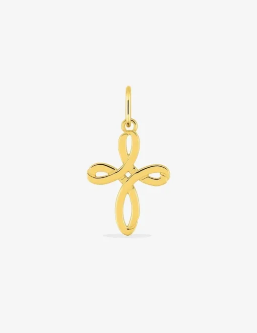 Pendentif croix boucle 14 x 11 mm or jaune 375‰ SO OR