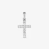 Pendentif croix bâton or blanc 375 ‰ et oxydes de zirconium SO OR