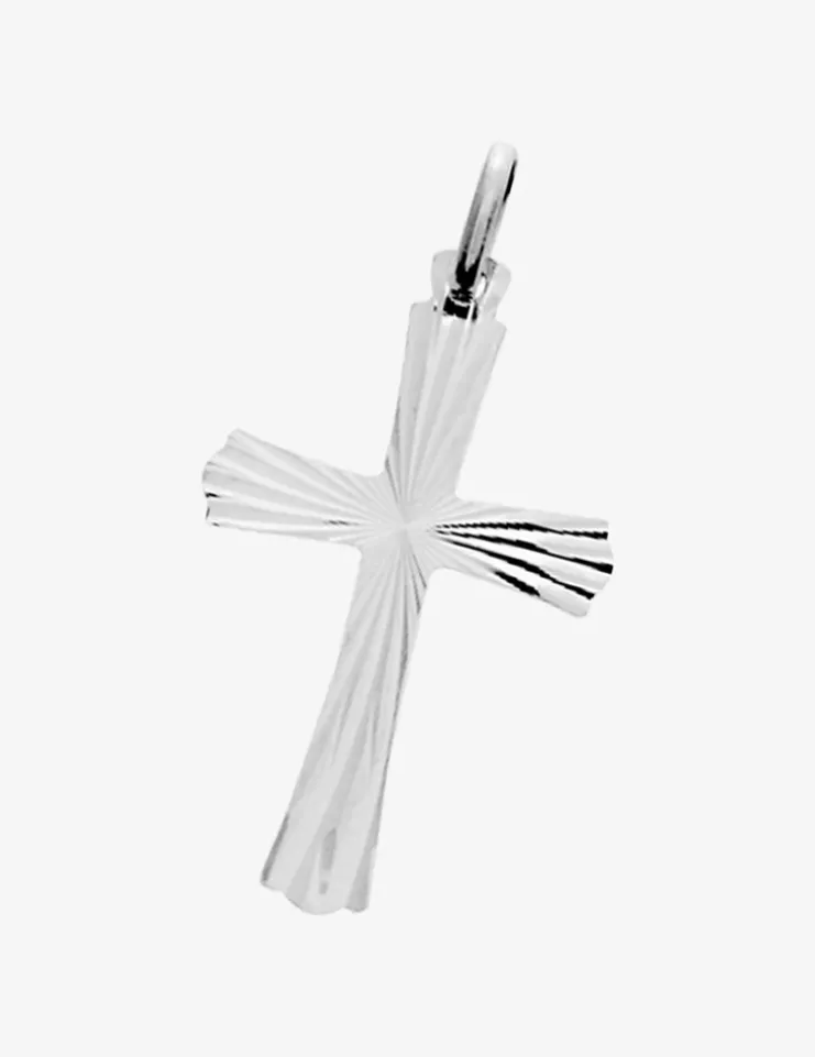 Pendentif croix ciselée 23 x 15 mm argent 925‰ rhodié SO OR
