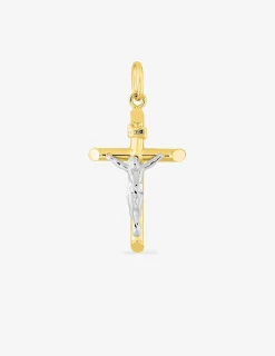 Pendentif croix et christ bicolore or 750 ‰ 18 x 35 mm SO OR