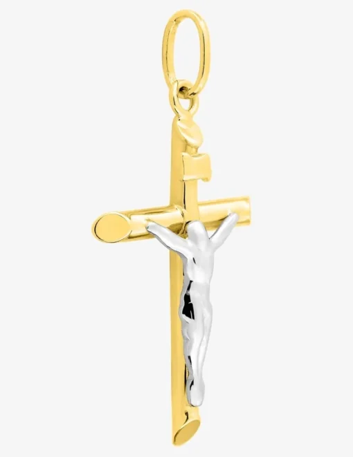 Pendentif croix et christ bicolore or 750 ‰ 18 x 35 mm SO OR