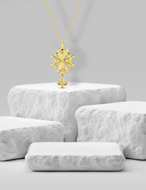 Pendentif croix huguenote en or 375 ‰ SO OR