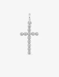 Pendentif croix or blanc 750 ‰ et oxydes de zirconium SO OR