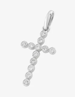 Pendentif croix or blanc 750 ‰ et oxydes de zirconium SO OR